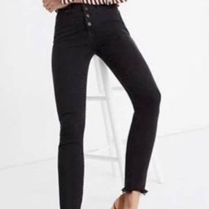 Madewell Black 10" High-Rise Skinny Button Fly Raw Hem Plus Size Denim Jeans